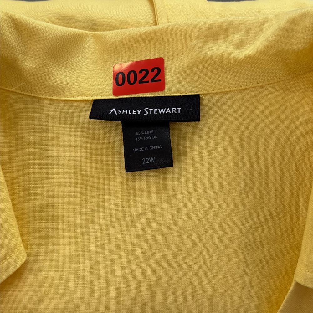 Ashley Stewart Womens Wrap Dress 22W Yellow Linen Blend Sleeveless Midi Sundress - Picture 13 of 16